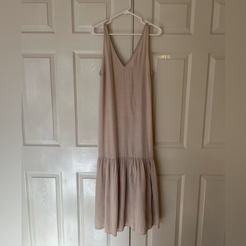 H&M Cream V Neck Ruffle Dress